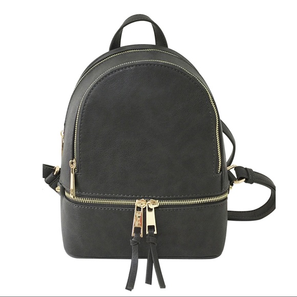 Blancheaux Boutique Handbags - Charcoal grey zipper classic backpack